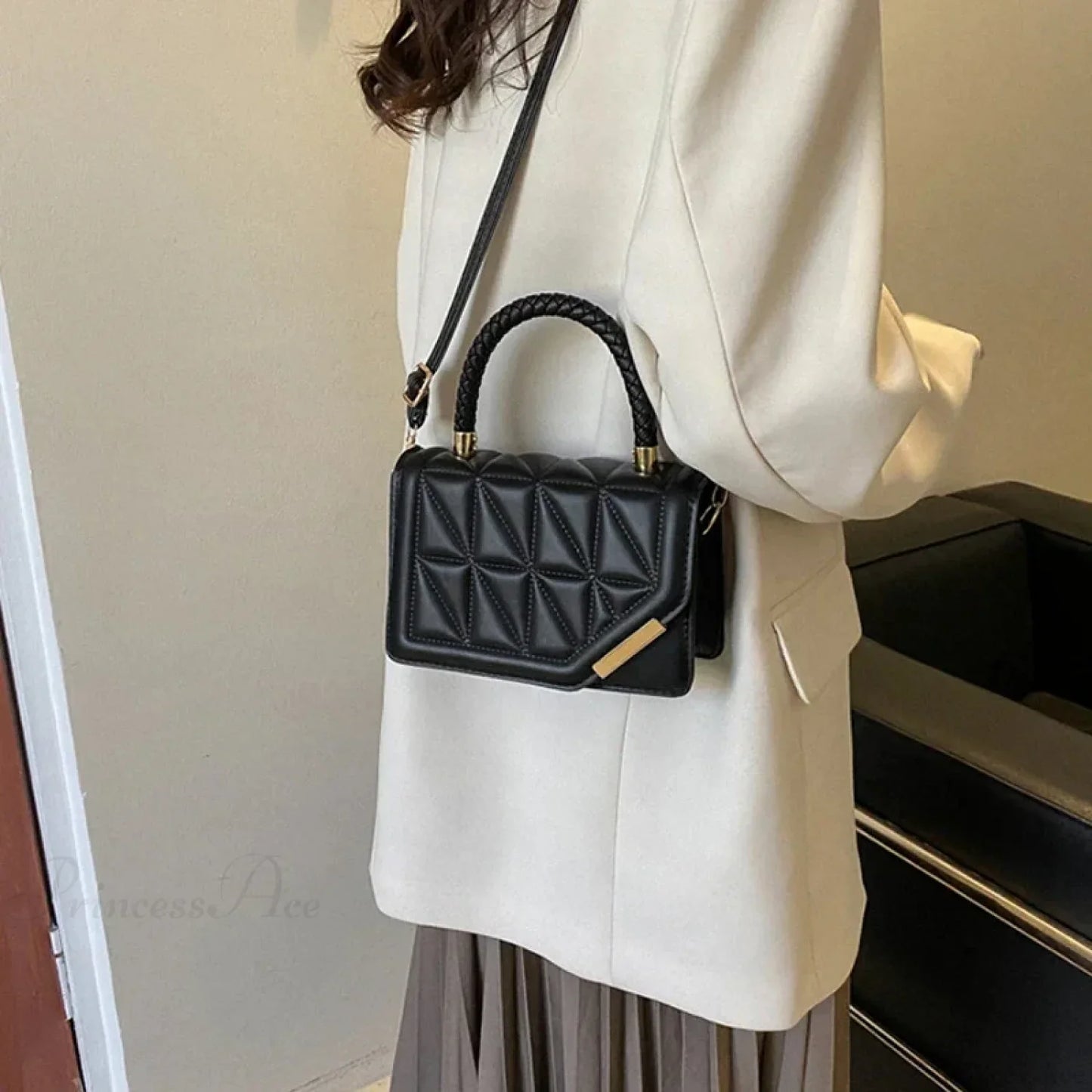 Plaid PU Leather Designer Crossbody Handbag