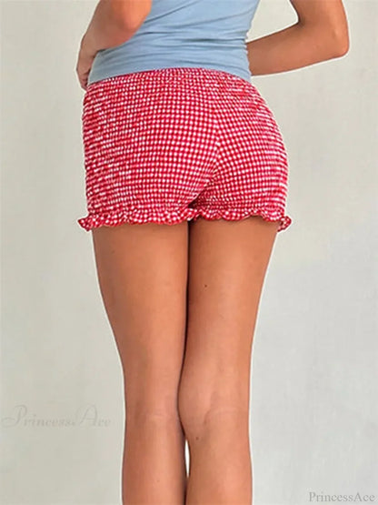 Plaid Ruffled Pajama Lounge Short