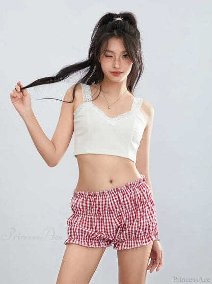 Plaid Ruffled Vintage Short