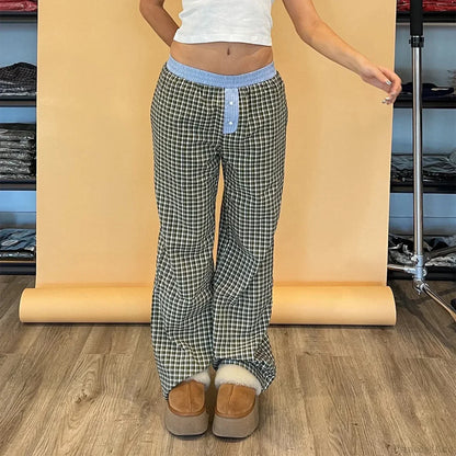 Plaid Sleep Lounge Bottoms Elastic Waist Pant