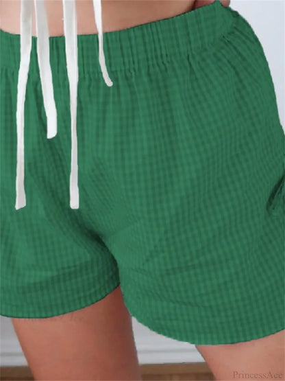 Plaid Split Lace-Up HolLow Short