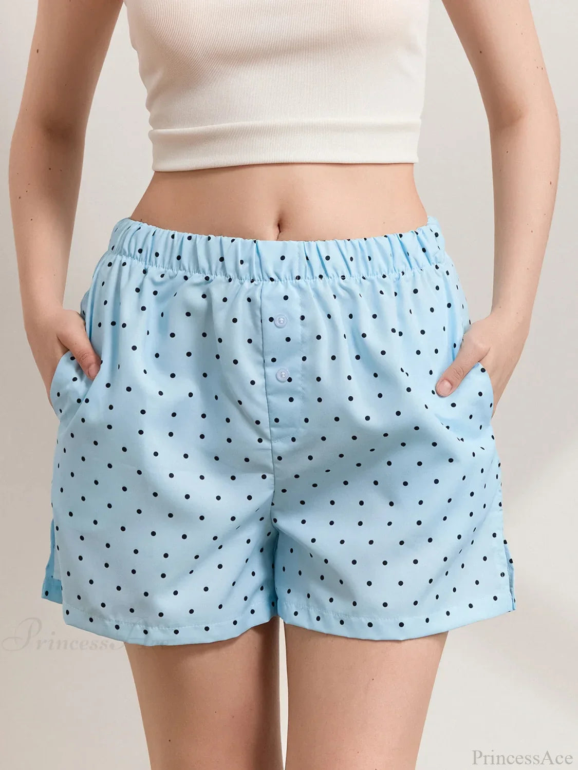 Plaid Striped Button Lounge Short