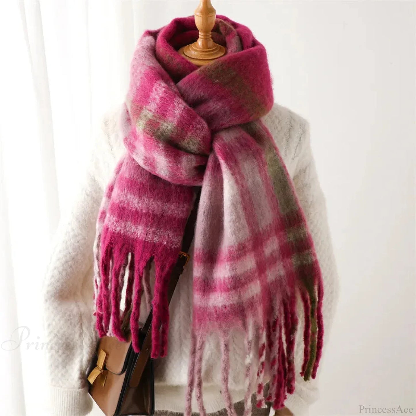 Plaid Striped Imitate Cashmere Outdoor Woman Scarf - Keep Warm and Soft Thick