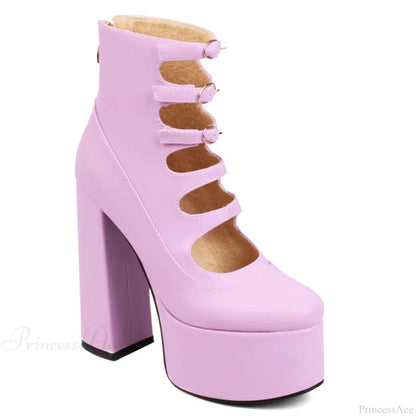 Platform Tall Heels Summer Cutout Dark Boot