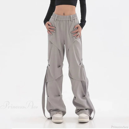 Pleated Cargo Streetwear Wide Pants
