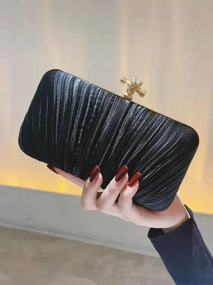 Pleated Evening Clutch Banquet Chain Bag