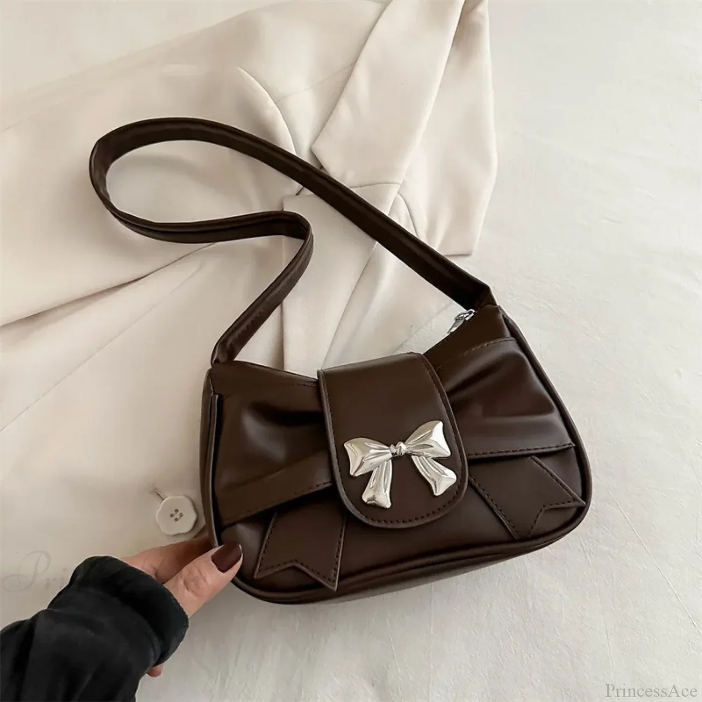 Pleated Korean Bow Shoulder Bag for Women