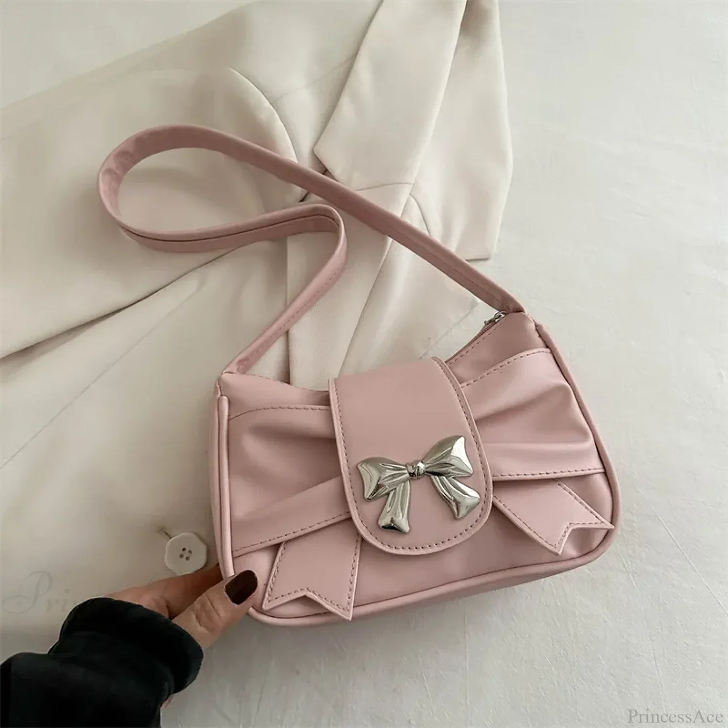 Pleated Korean Bow Shoulder Bag for Women