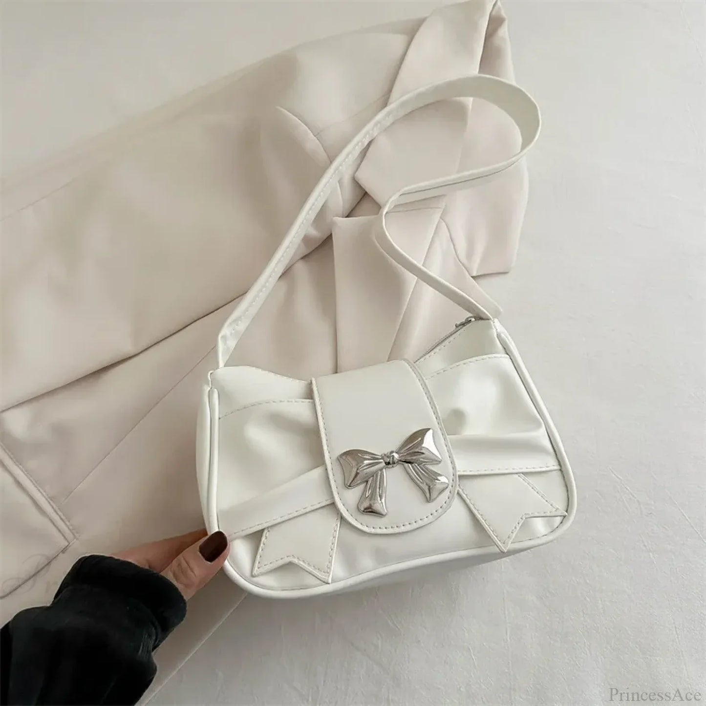 Pleated Korean Bow Shoulder Bag for Women