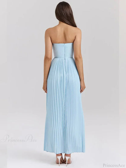 Pleated Waist Wrap A-line Maxi Vacation Dress