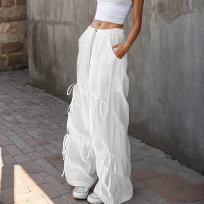 Pleated Wide Leg Sports Bow Tie Pants