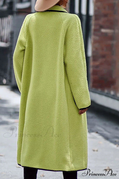 Plush Cardigan with Lapel Pocket