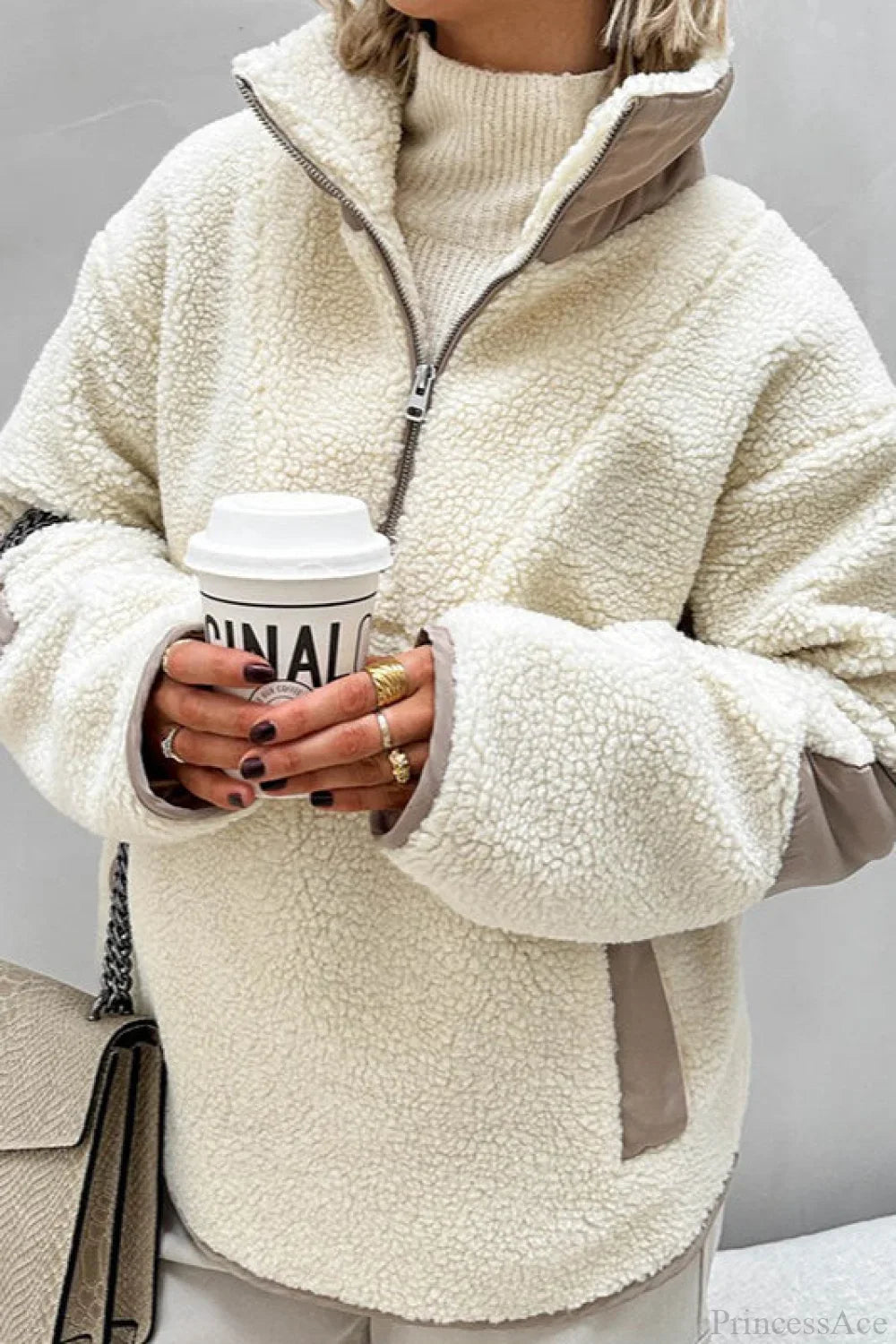Plush Fleece Stand Collar Loose Sweatshirts