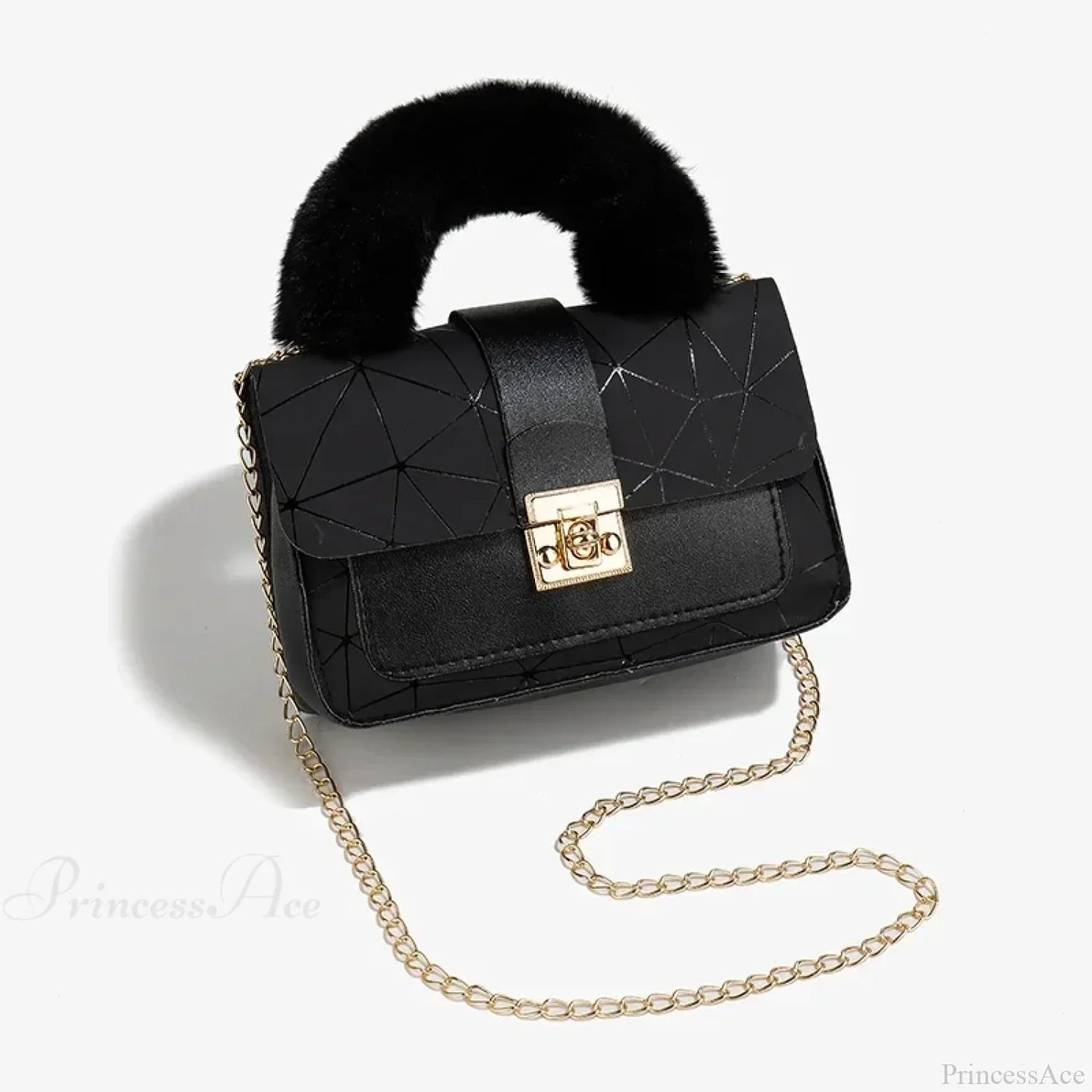 Plush Small Square Printed Messenger Handbag