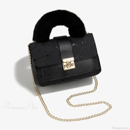 Plush Small Square Printed Messenger Handbag
