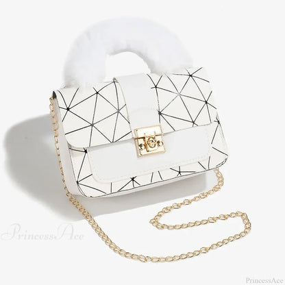 Plush Small Square Printed Messenger Handbag