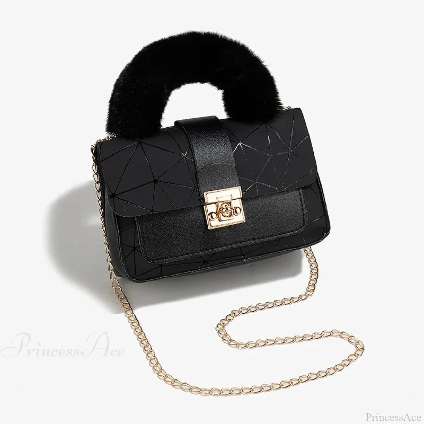 Plush Small Square Printed Messenger Handbag