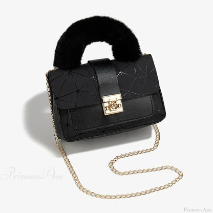 Plush Small Square Printed Messenger Handbag