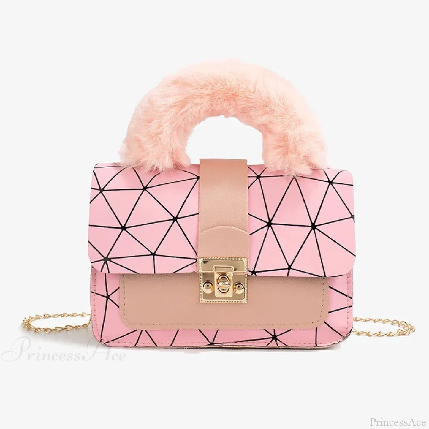 Plush Small Square Printed Messenger Handbag