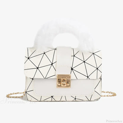 Plush Small Square Printed Messenger Handbag