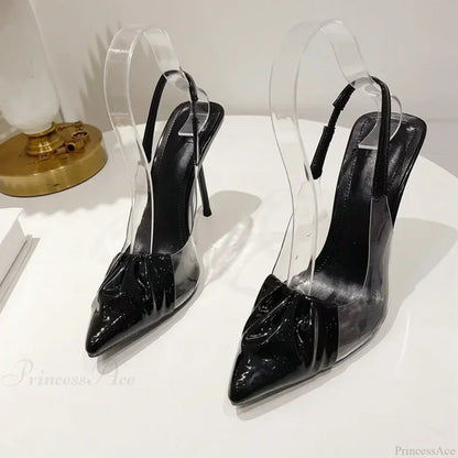 Pointed Patent Leather Sandals Transparent Pvc Strap Thin High Heels Stripper Pole Dance High Heel