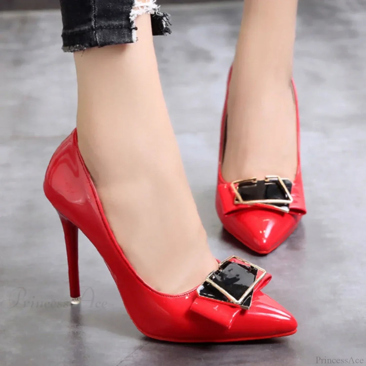 Pointed Toe Shallow Mouth Red Bottom High Heels Sexy Office Black Heels Plus Size Women High Heel