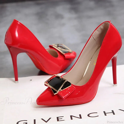 Pointed Toe Shallow Mouth Red Bottom High Heels Sexy Office Black Heels Plus Size Women High Heel