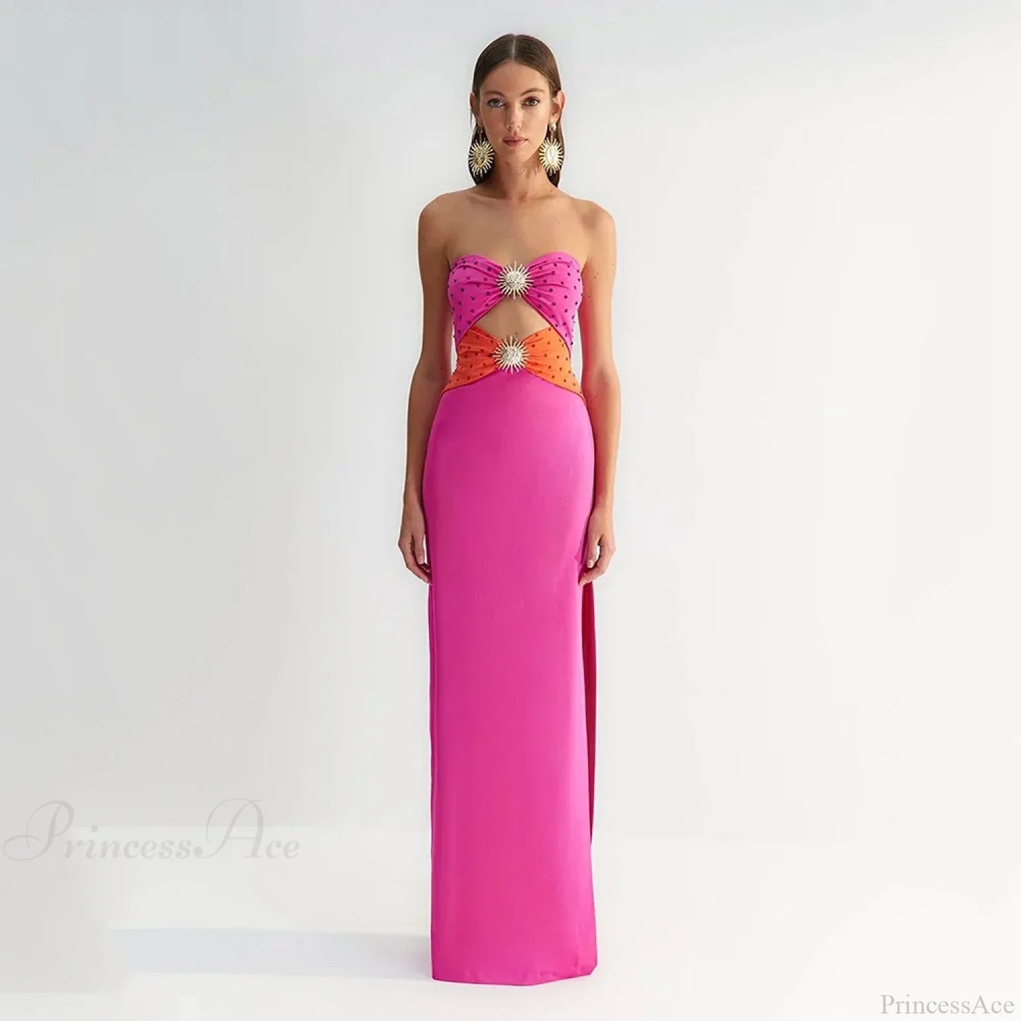 Polka Dot Tube Top Evening Party Dress