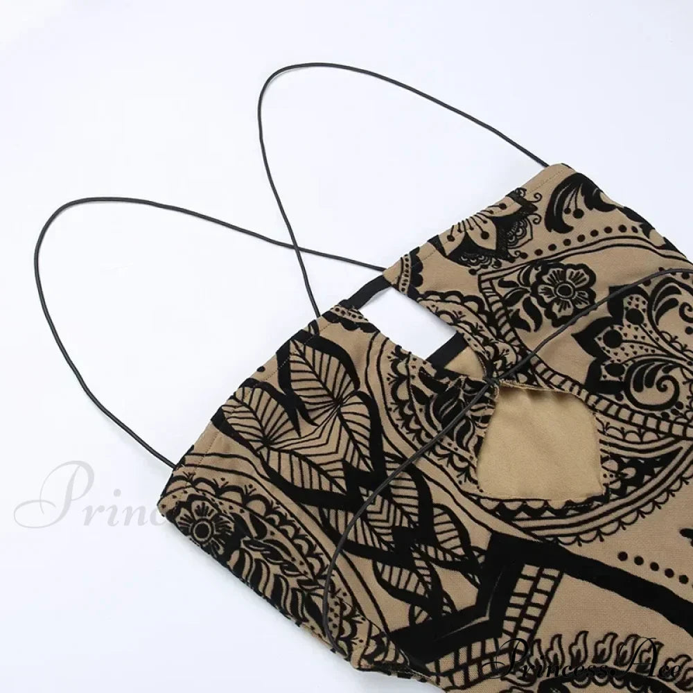 Print Backless Summer Fashion OutFits Cut Out Sleeveless Bodycon Party Floral Dress