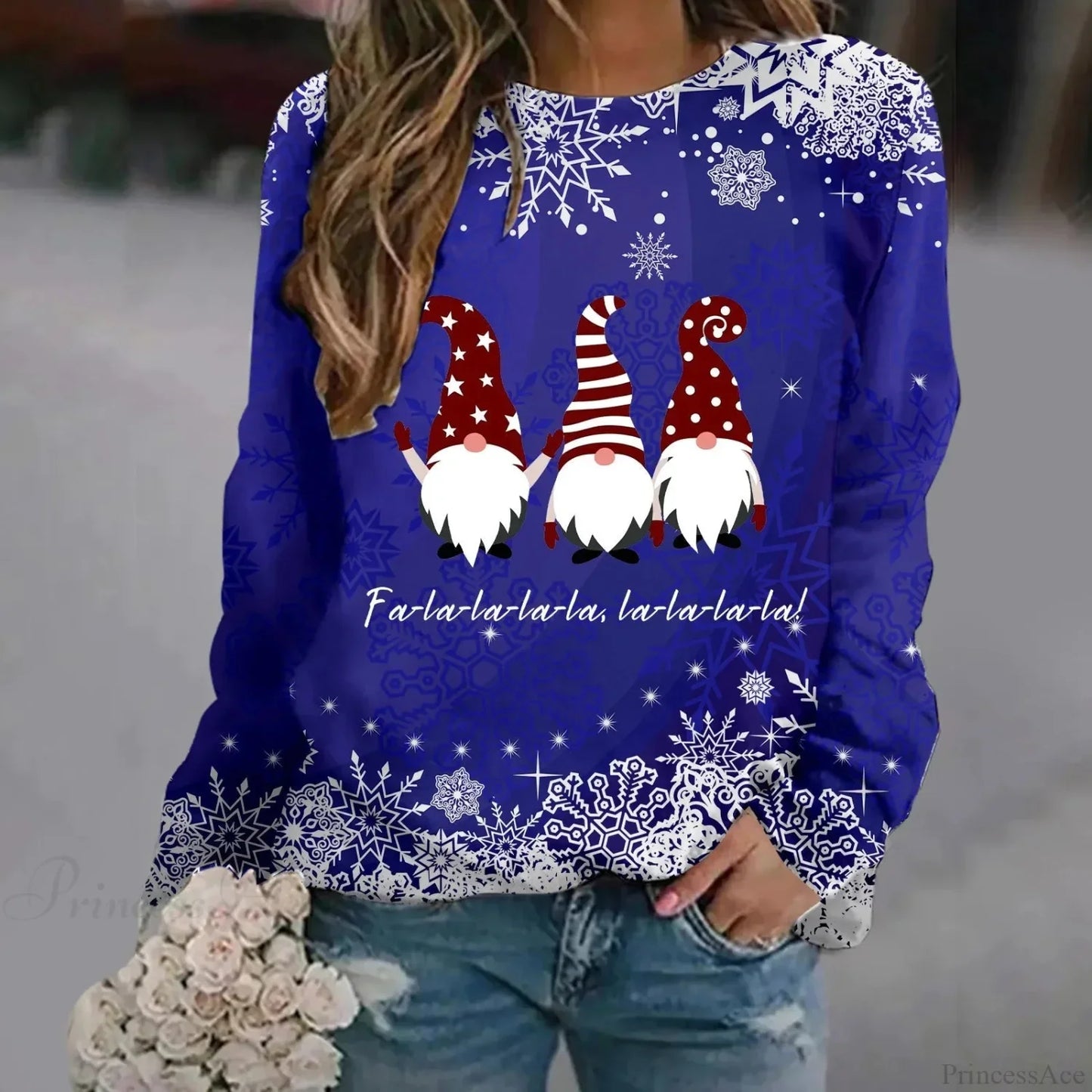 Print Crew Neck Soft Long Sleeve Casual Loose Y2K Winter Hoodie