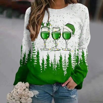 Print Crew Neck Soft Long Sleeve Casual Loose Y2K Winter Hoodie