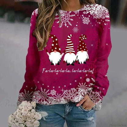 Print Crew Neck Soft Long Sleeve Casual Loose Y2K Winter Hoodie