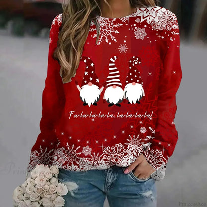 Print Crew Neck Soft Long Sleeve Casual Loose Y2K Winter Hoodie
