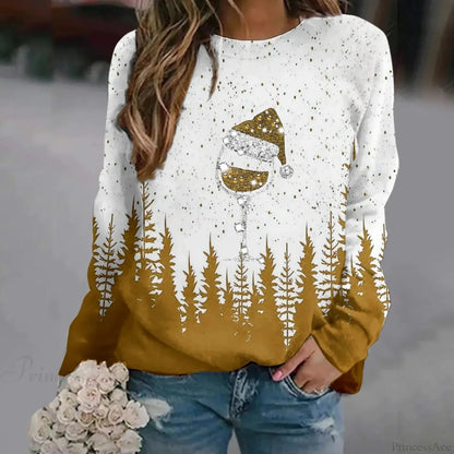 Print Crew Neck Soft Long Sleeve Casual Loose Y2K Winter Hoodie