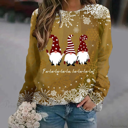 Print Crew Neck Soft Long Sleeve Casual Loose Y2K Winter Hoodie
