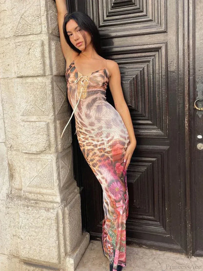 Print Elegant Maxi Vacation Dress