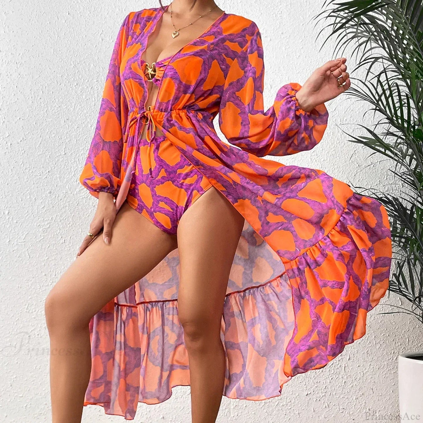 Pareo estampado para traje de baño de una pieza
