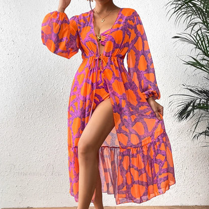 Pareo estampado para traje de baño de una pieza