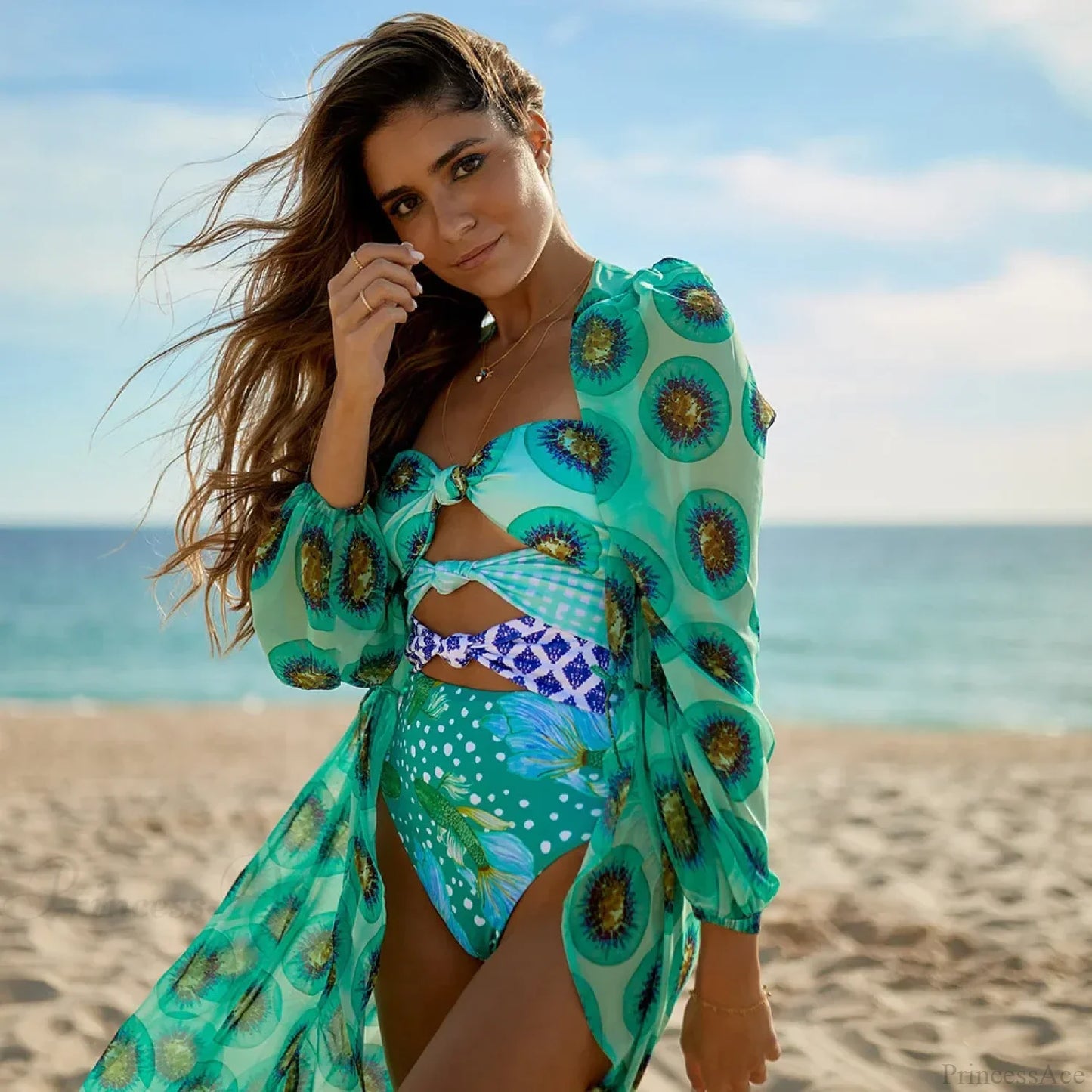 Pareo estampado para traje de baño de una pieza