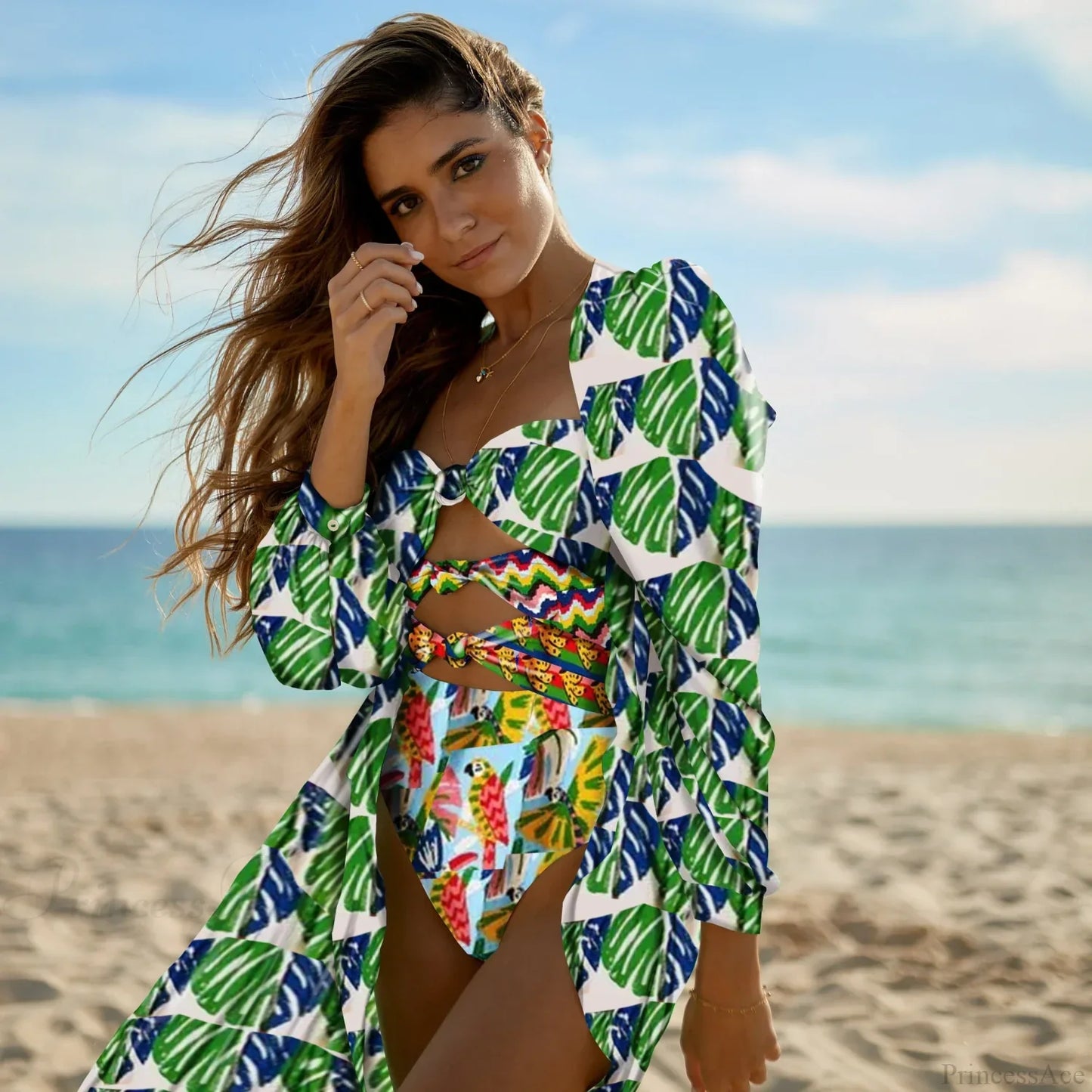 Pareo estampado para traje de baño de una pieza