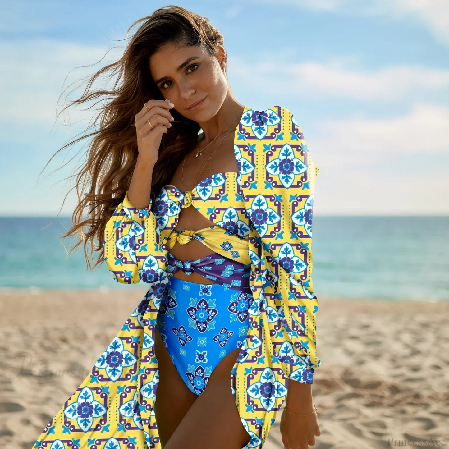 Pareo estampado para traje de baño de una pieza