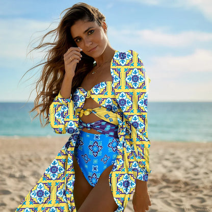 Pareo estampado para traje de baño de una pieza