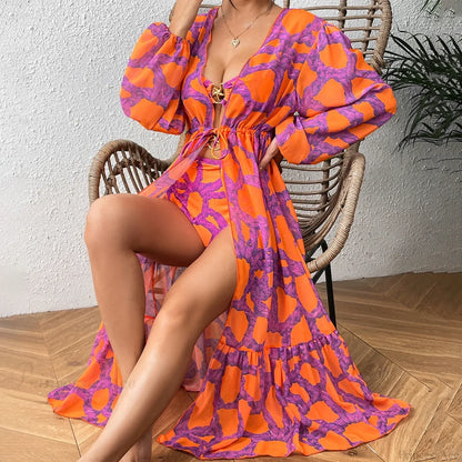 Pareo estampado para traje de baño de una pieza