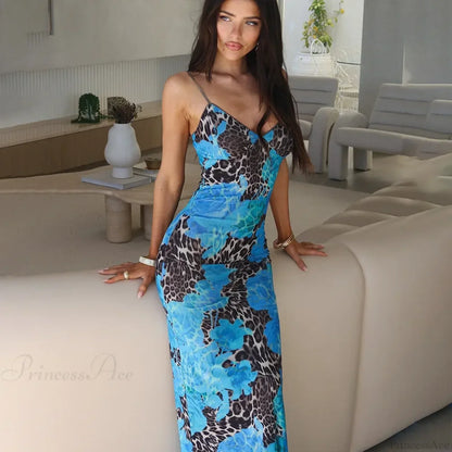 Print Slim Bodycon Maxi Vacation Dress