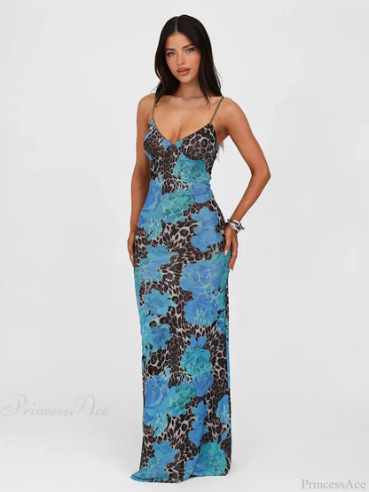 Print Slim Bodycon Maxi Vacation Dress