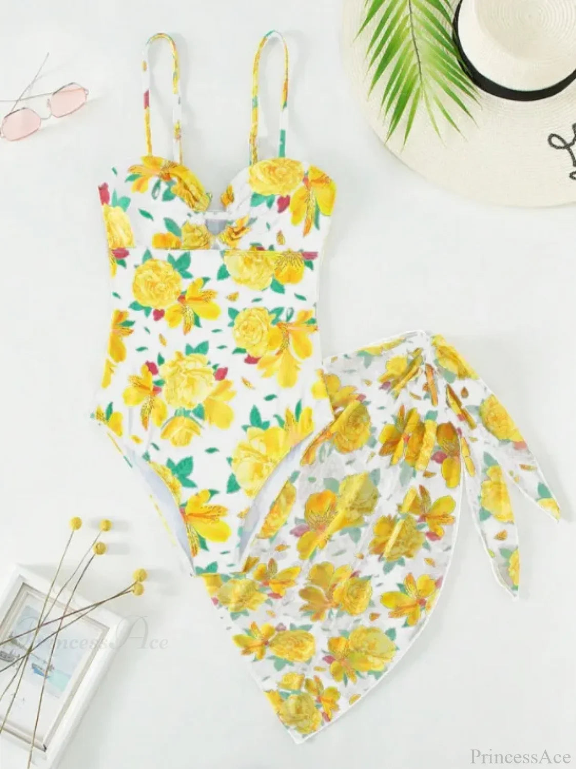 Conjunto de dos piezas push-up con tiras y estampado