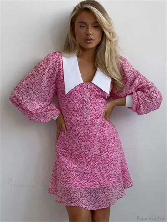 Printed Long Sleeve Mini Dress