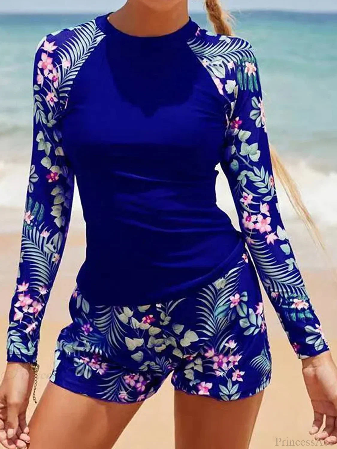 Conjunto de dos piezas de surf con estampado y manga larga
