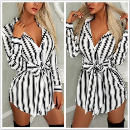 DressBetty - Fashion Long Sleeve Button  Mini Dress