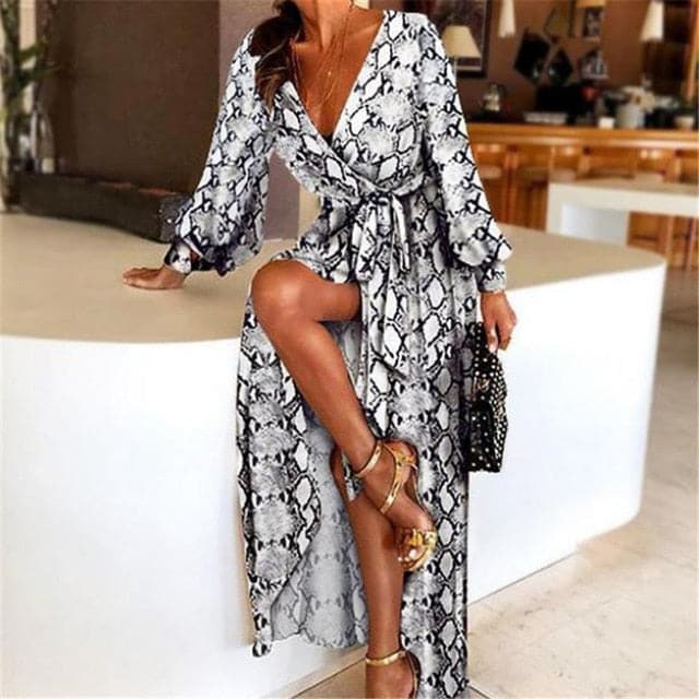 DressBetty - Women  Boat Neck Glitter Deep V Neck Print Party Dress